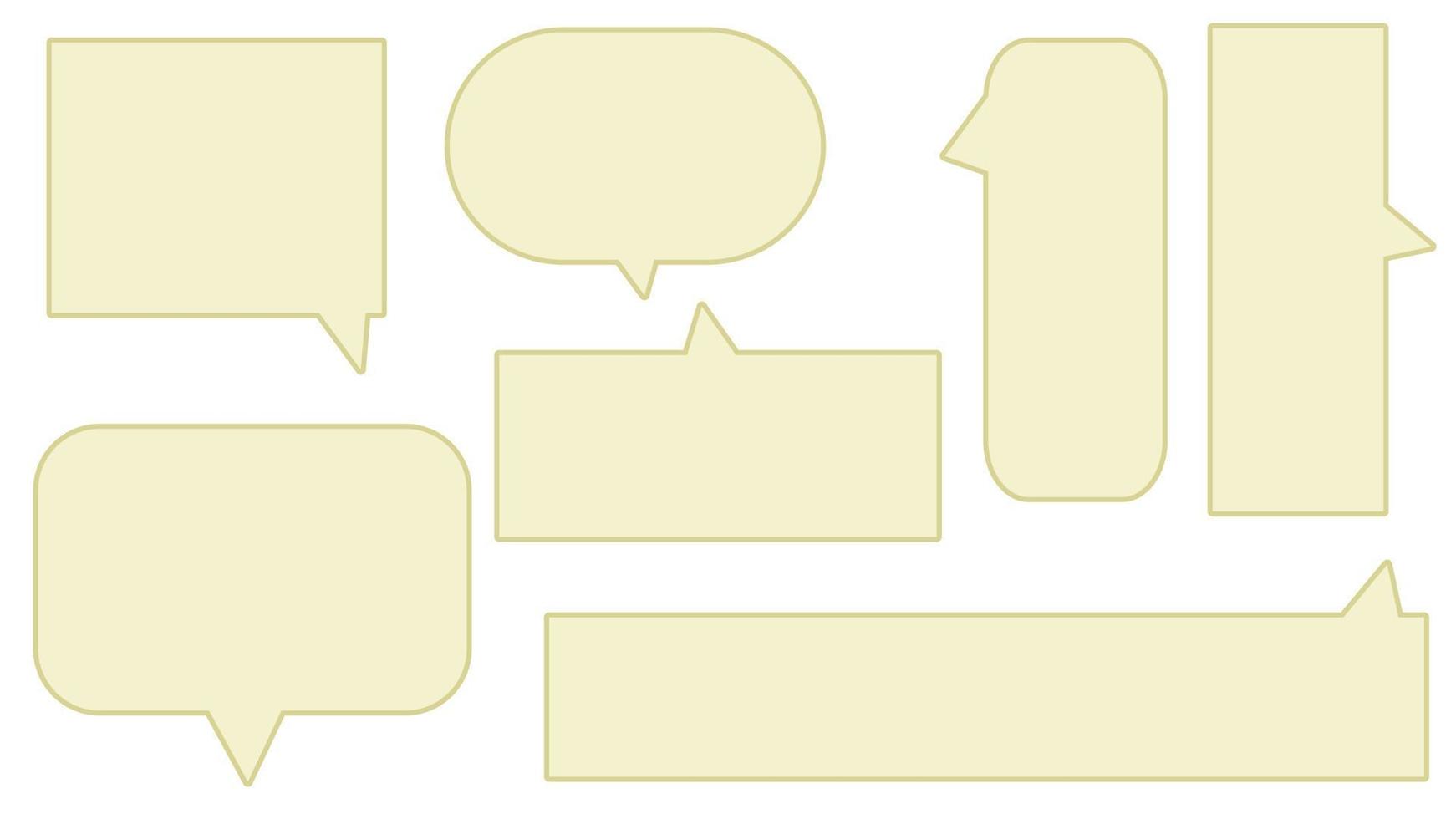 collection set of cute yellow speech bubble, conversation box, frame talk, chat box, and message box illustration on white background perfect for your design vector