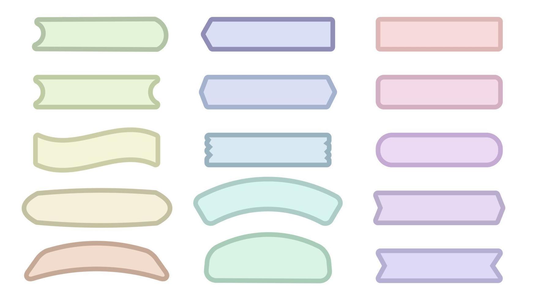 collection of cute colorful banner decoration making tape, ribbon, bow for the planner, journal, notepad, memo, and reminder. cute and simple illustration for your design vector