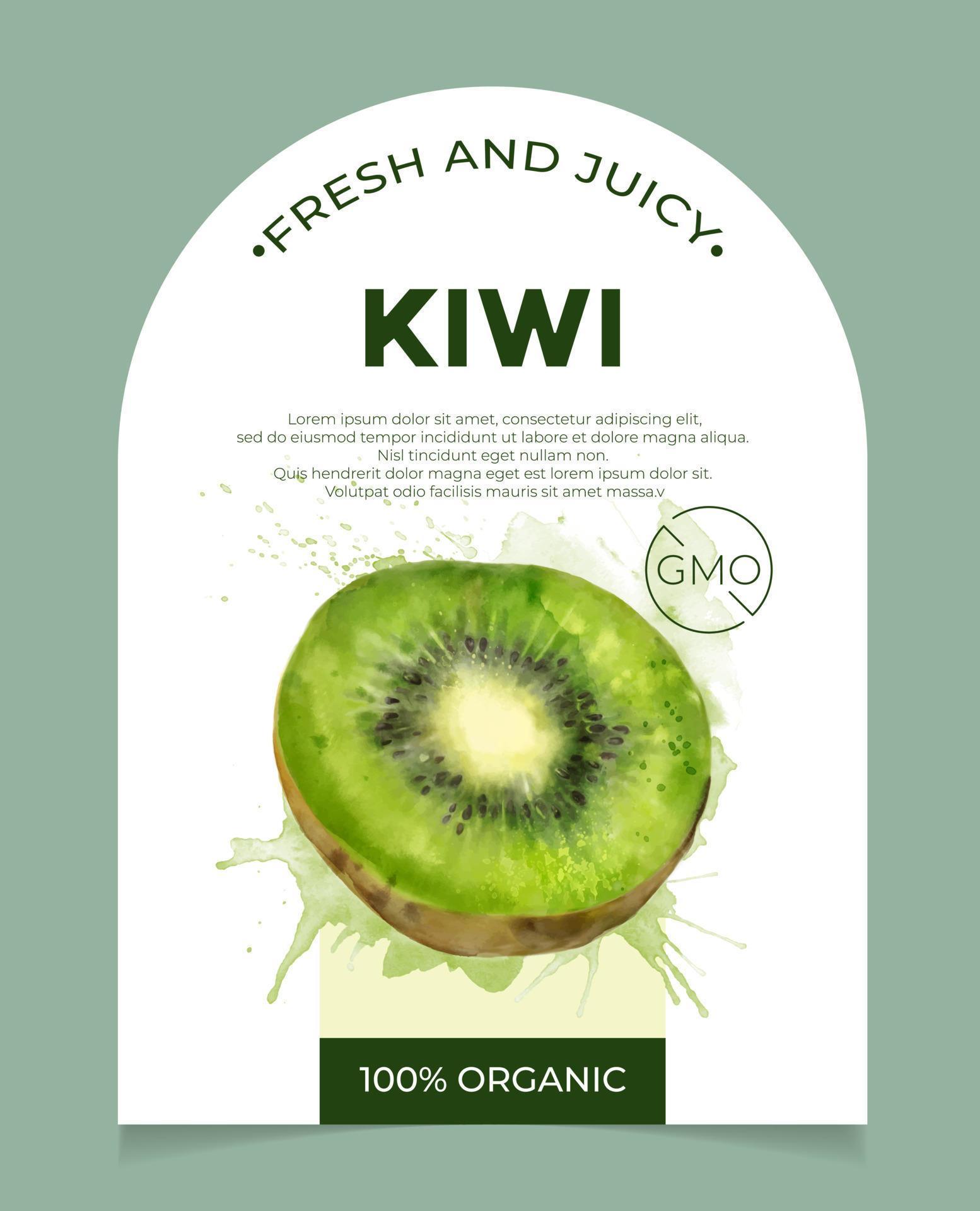 Label, packaging of fresh and juicy fruit. Natural organic product, gmo