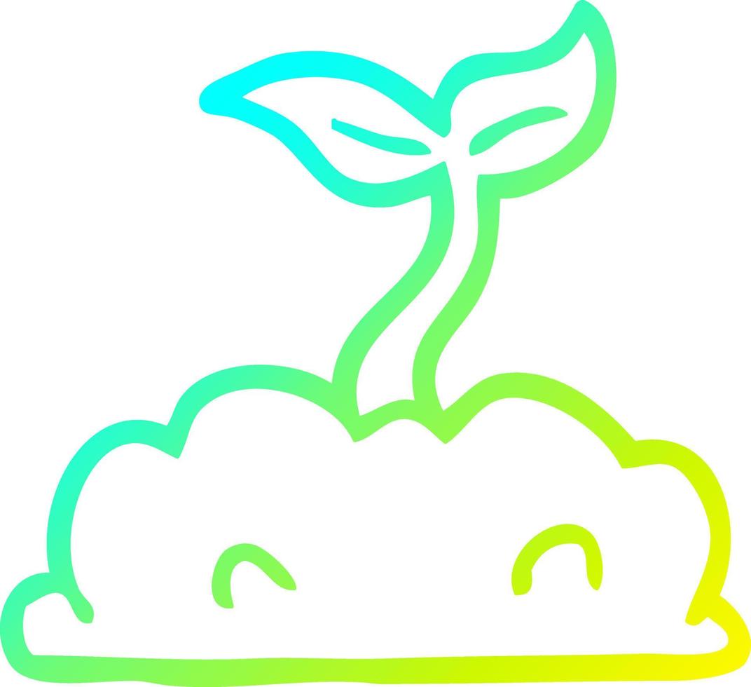 cold gradient line drawing cartoon growing seedling vector