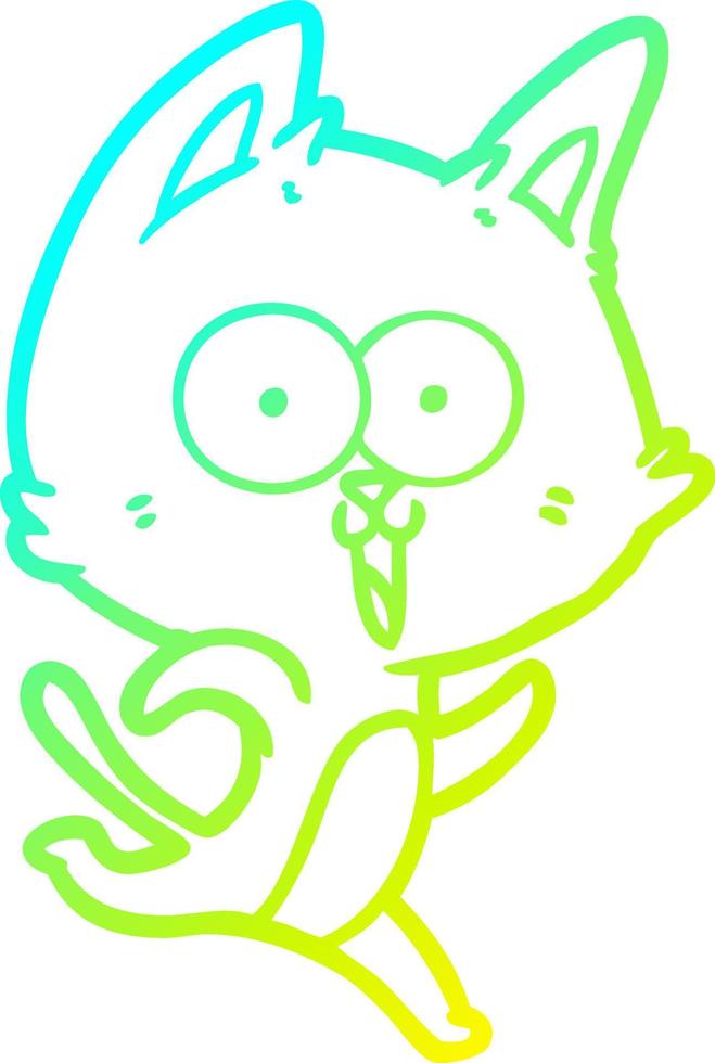 cold gradient line drawing funny cartoon cat vector
