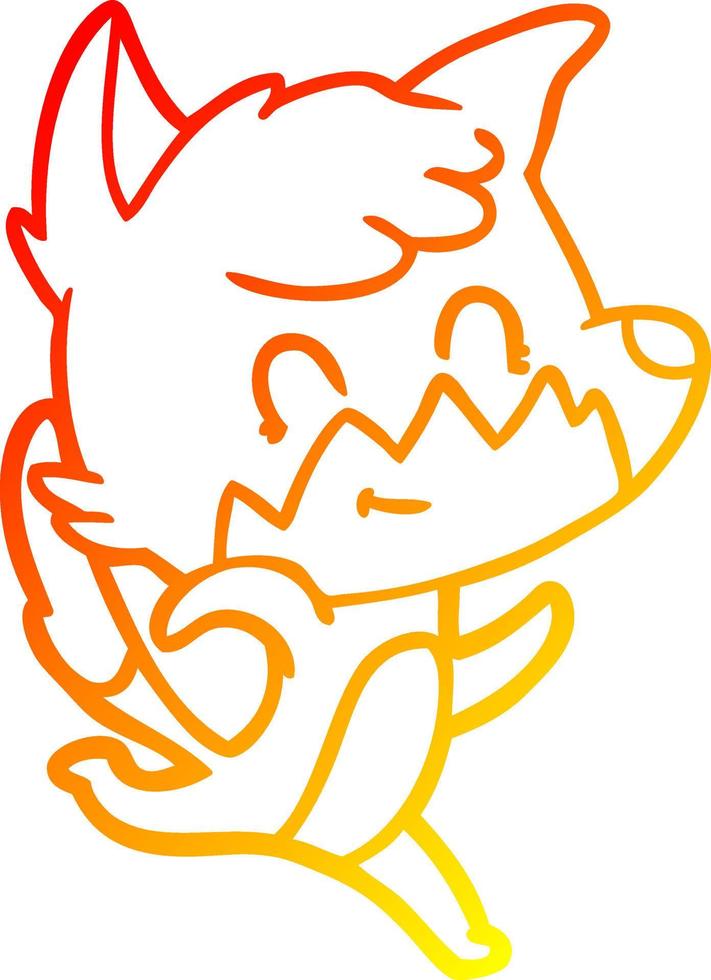 warm gradient line drawing cartoon friendly fox vector