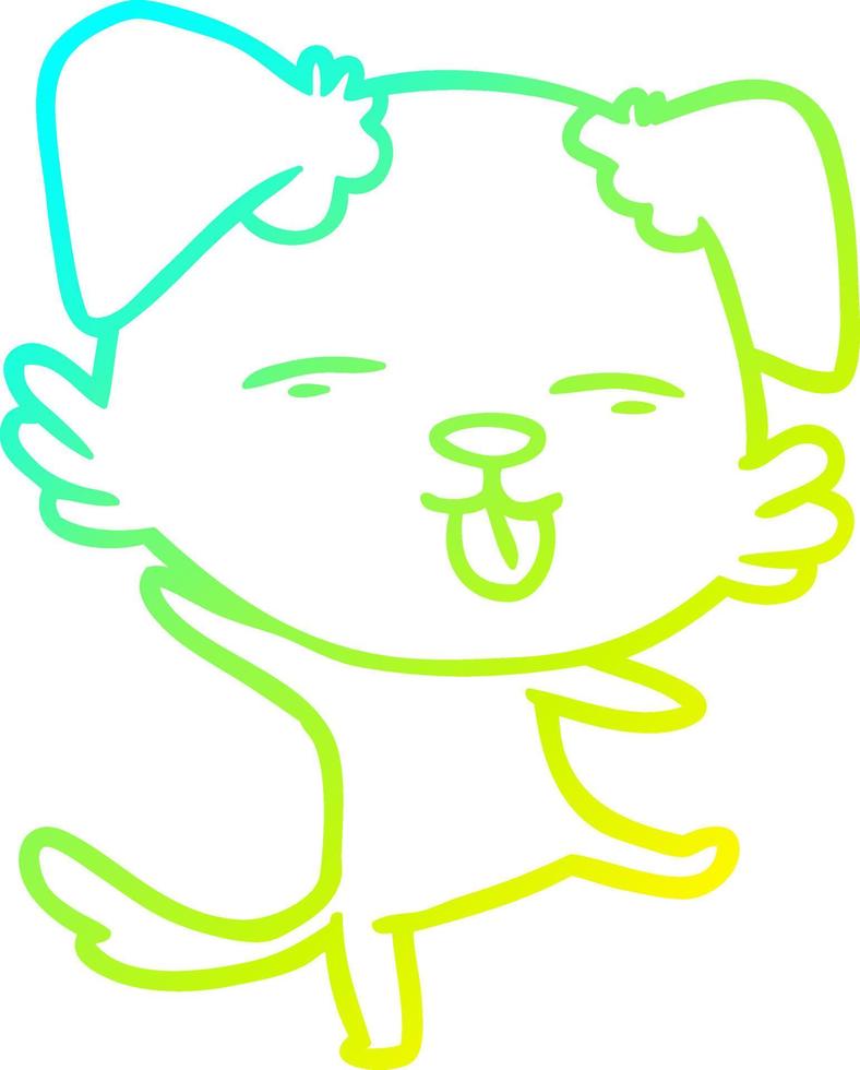 cold gradient line drawing cartoon dancing dog vector