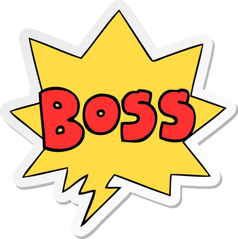 cartoon word boss and speech bubble sticker vector