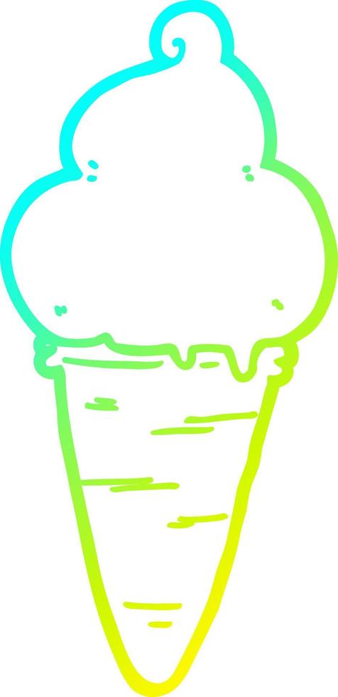 cold gradient line drawing cartoon ice cream vector
