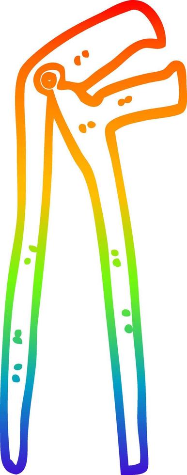 rainbow gradient line drawing cartoon plumbers wrench vector