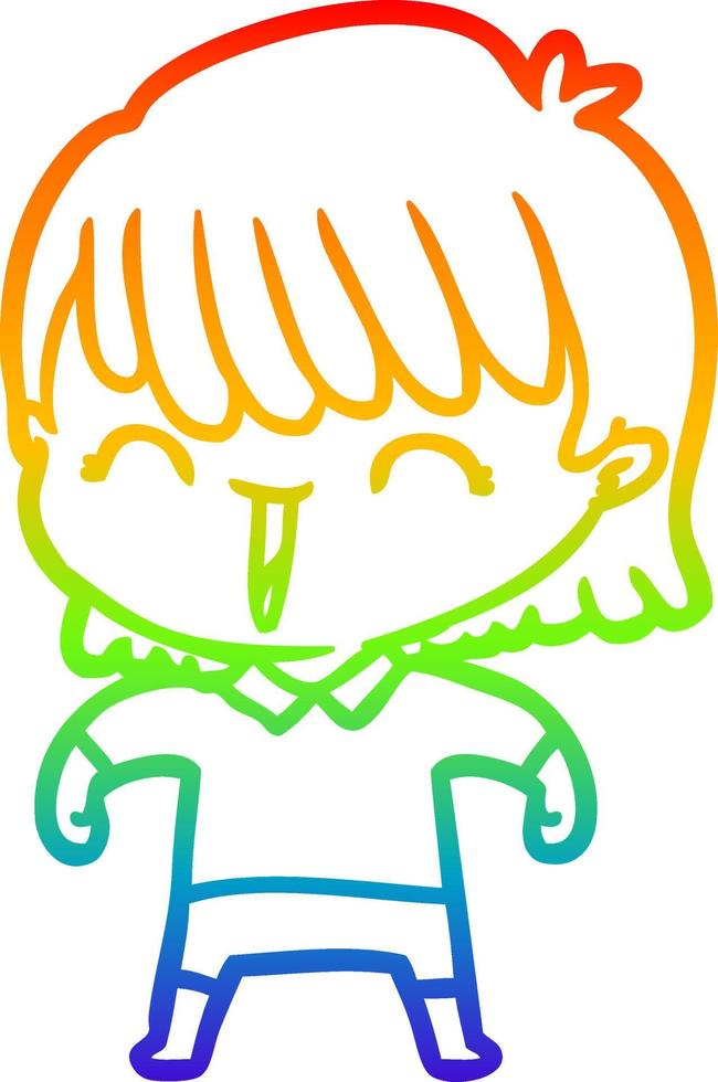 rainbow gradient line drawing cartoon woman vector