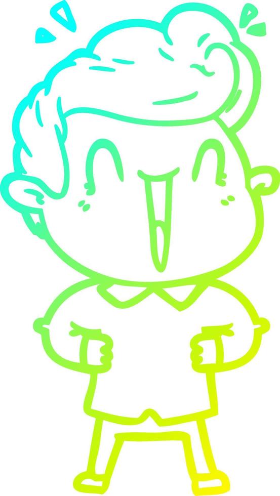 cold gradient line drawing cartoon excited man vector