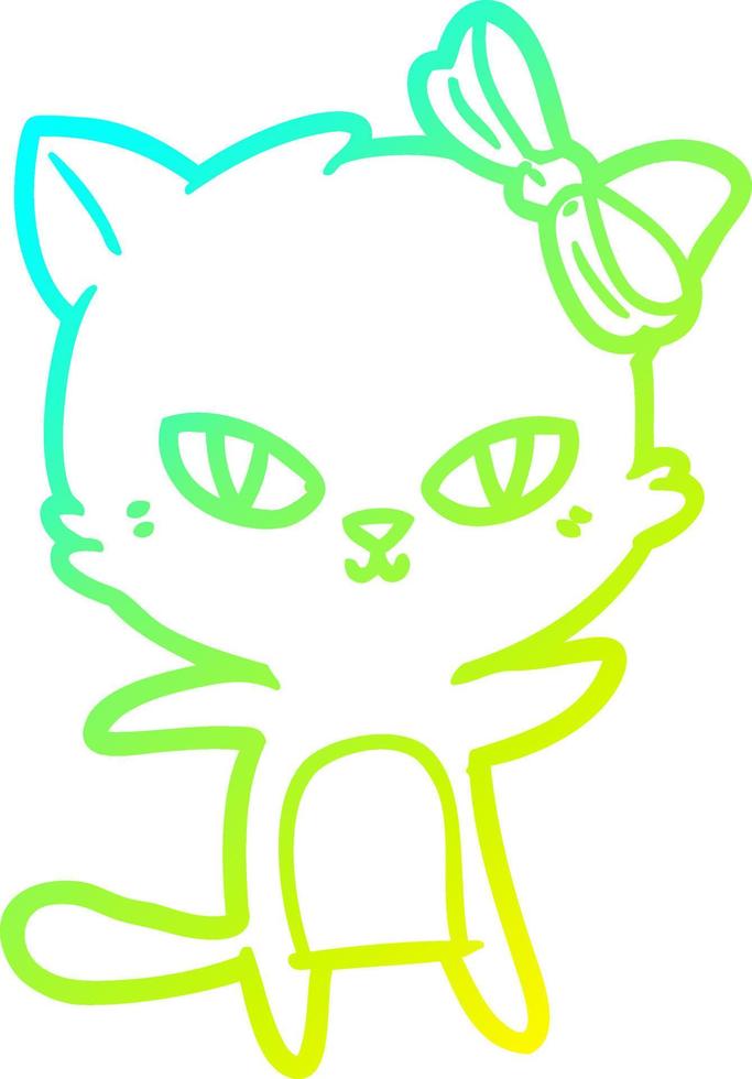 cold gradient line drawing cute cartoon cat vector