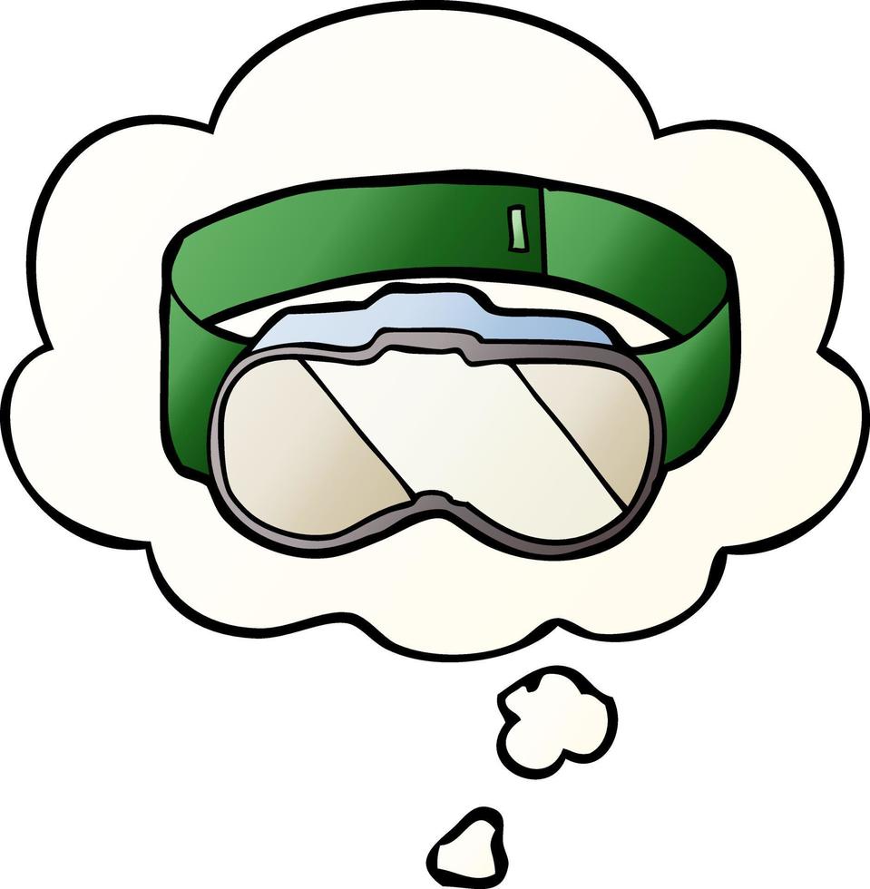 cartoon goggles and thought bubble in smooth gradient style vector
