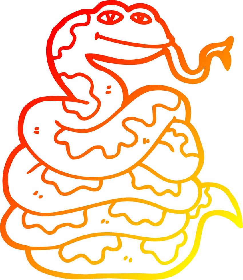 warm gradient line drawing cartoon snake vector