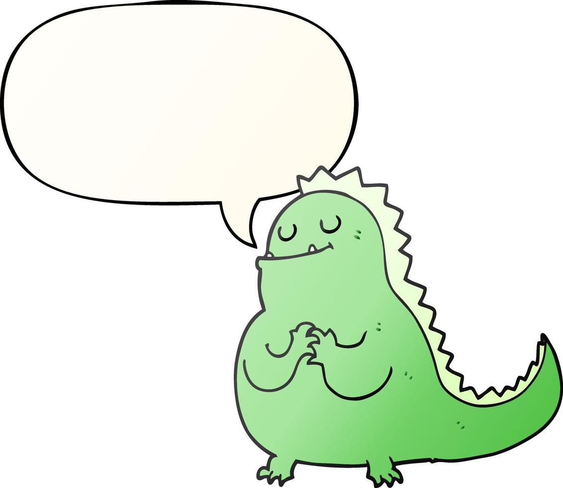 cartoon dinosaur and speech bubble in smooth gradient style vector