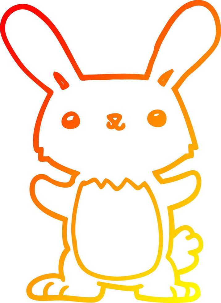 warm gradient line drawing cute cartoon rabbit vector