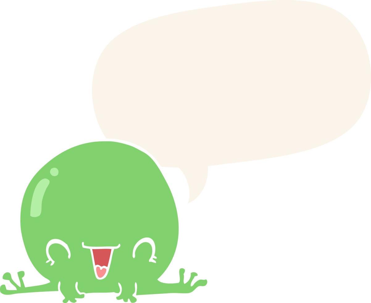 cartoon frog and speech bubble in retro style vector