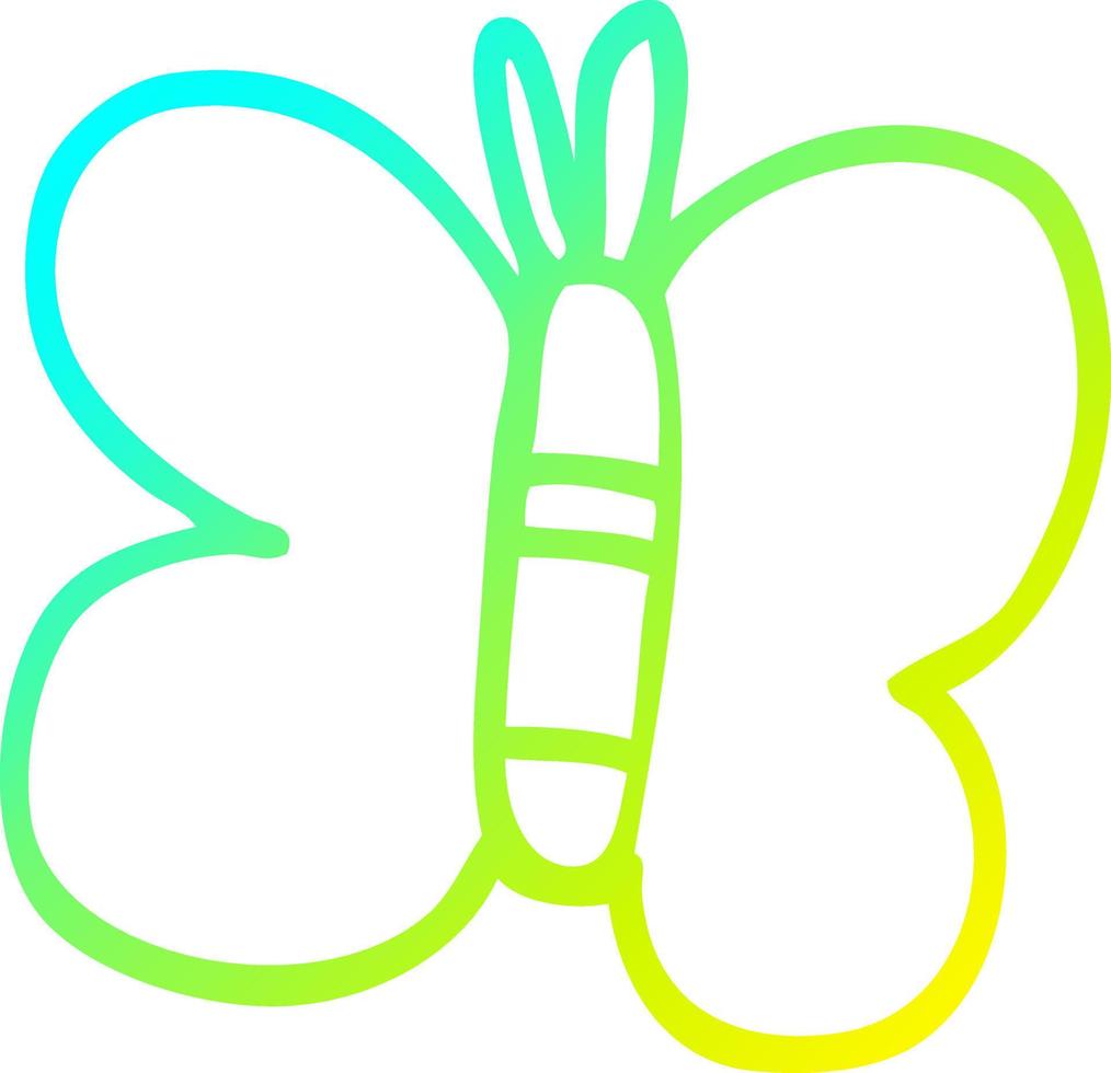 cold gradient line drawing cartoon butterfly vector