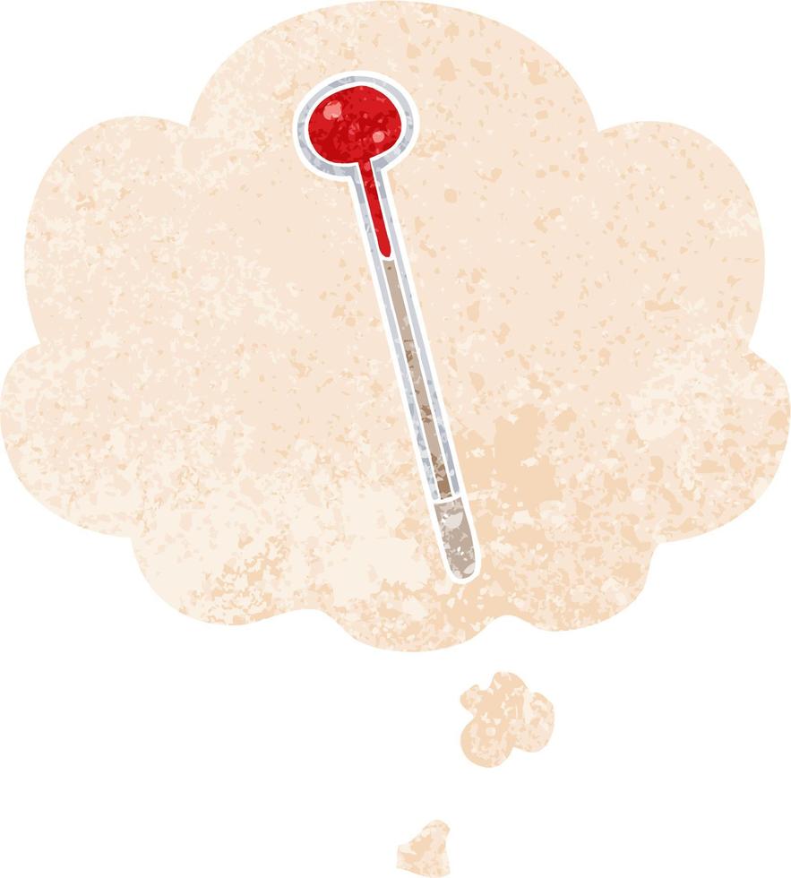 cartoon thermometer and thought bubble in retro textured style 9949521