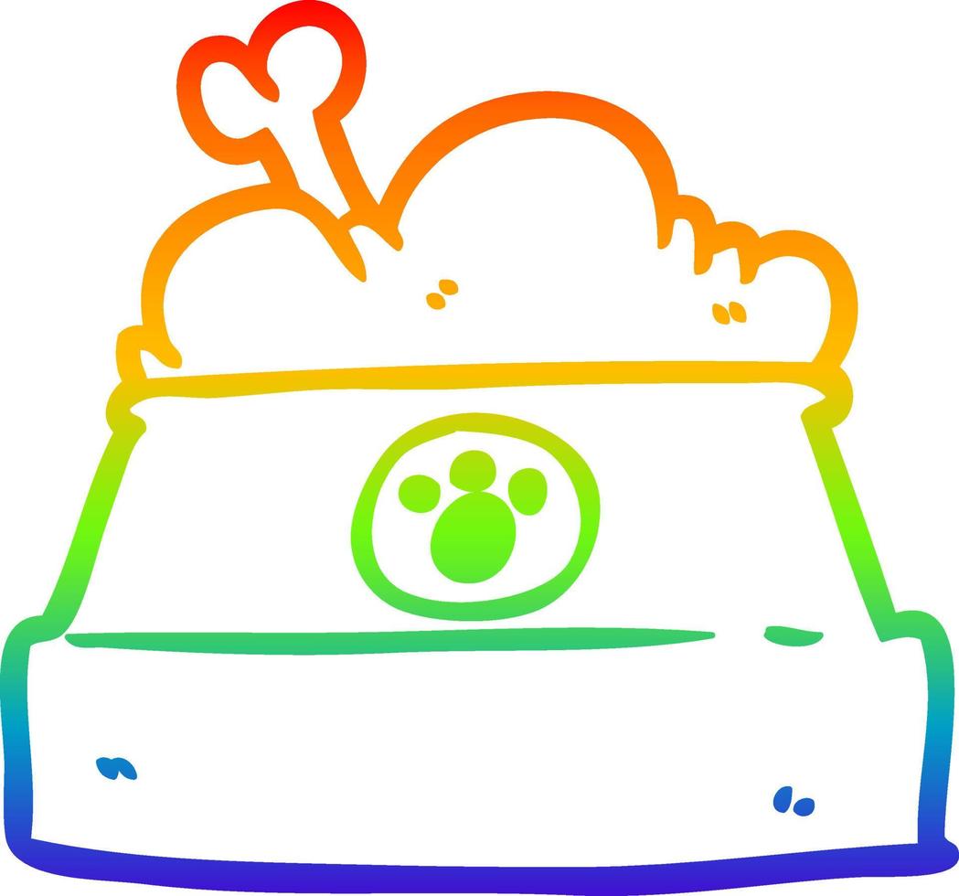 rainbow gradient line drawing bowl of dog food vector