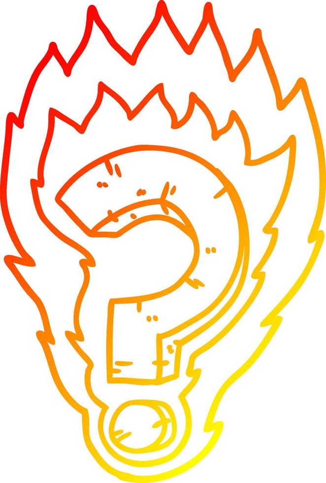 warm gradient line drawing cartoon flaming question mark vector