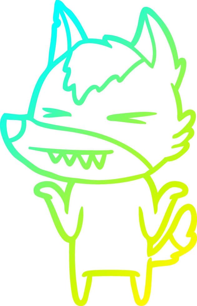 cold gradient line drawing angry wolf cartoon vector