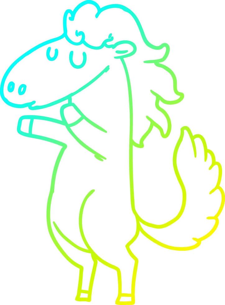 cold gradient line drawing cartoon horse vector