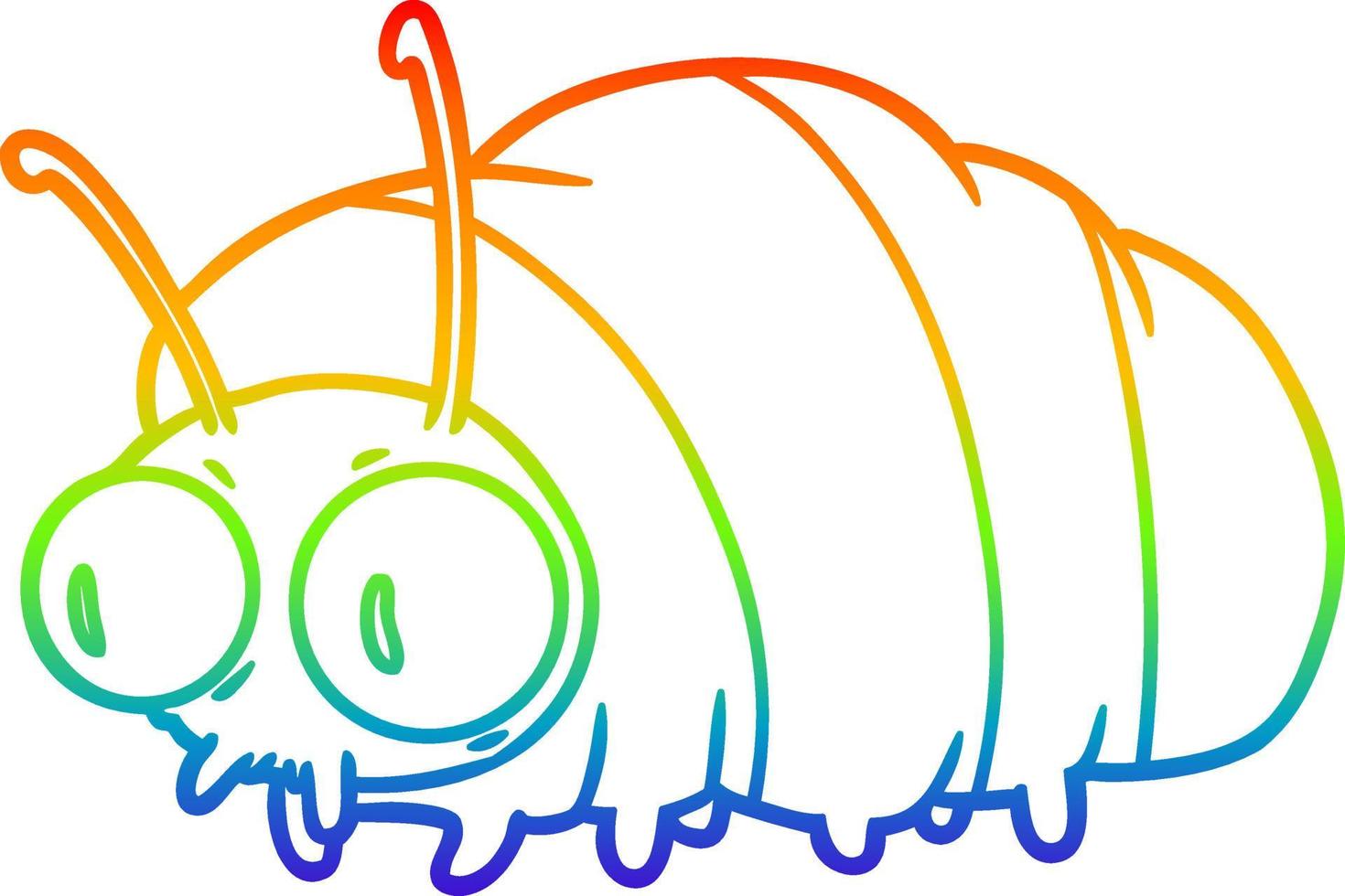 rainbow gradient line drawing funny cartoon bug vector