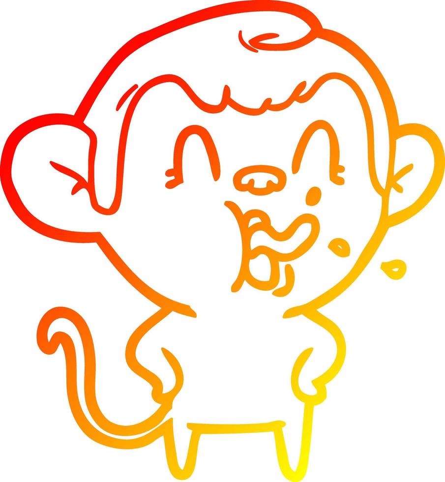 warm gradient line drawing crazy cartoon monkey vector