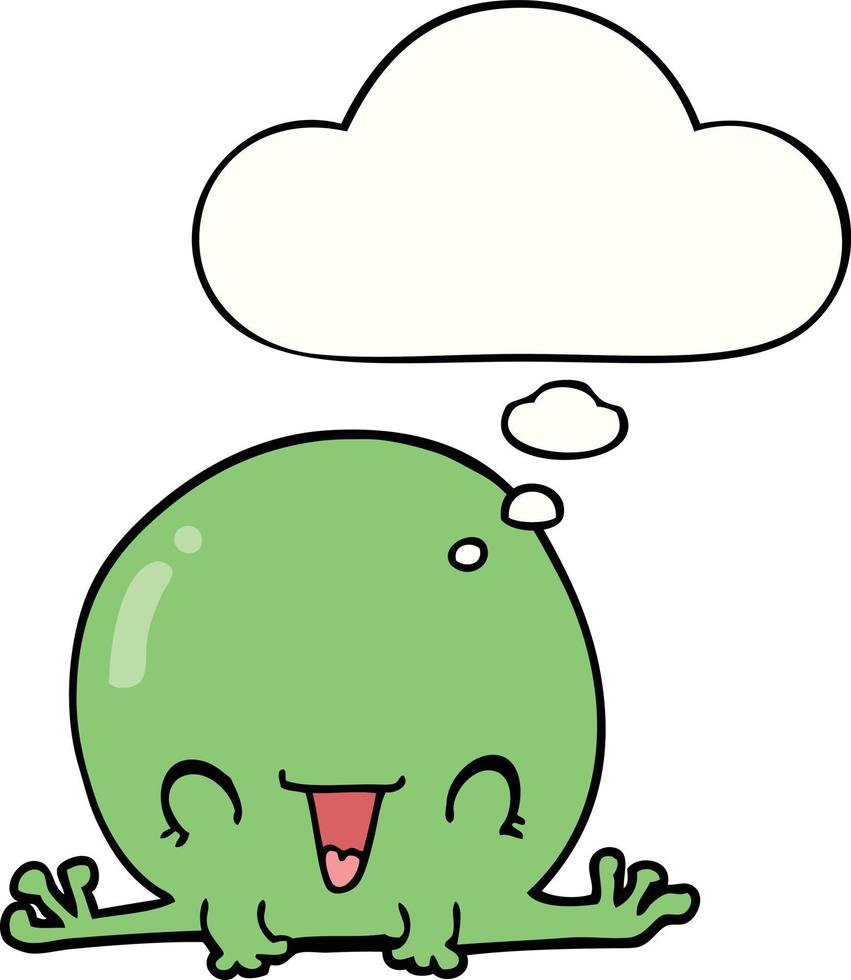 cartoon frog and thought bubble vector