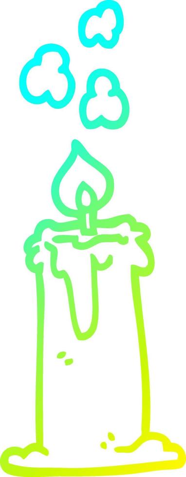 cold gradient line drawing cartoon candle burning vector