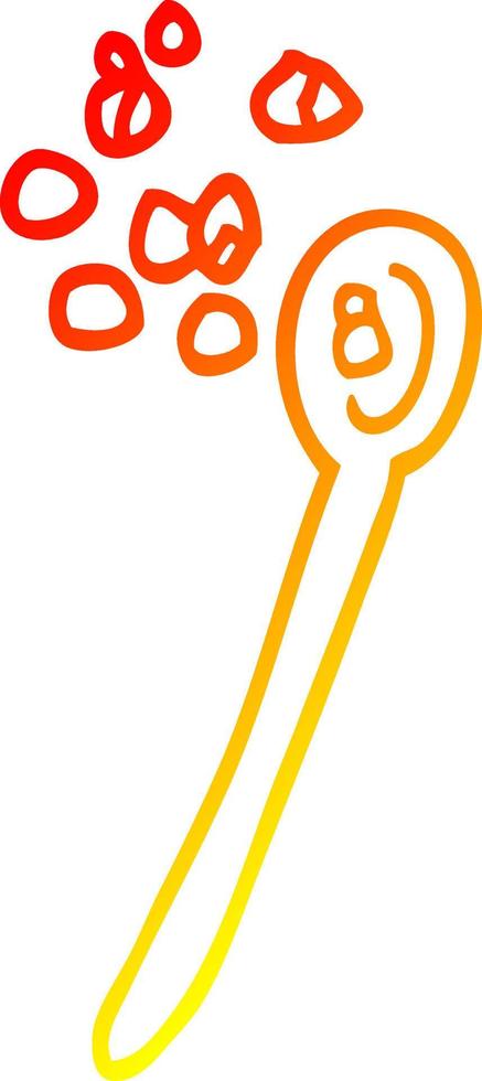 warm gradient line drawing cartoon cereal on a spoon vector