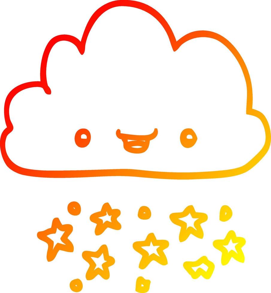 warm gradient line drawing cartoon storm cloud vector