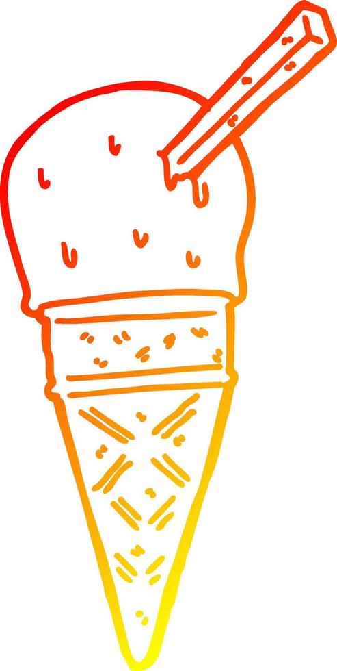 warm gradient line drawing cartoon ice cream vector