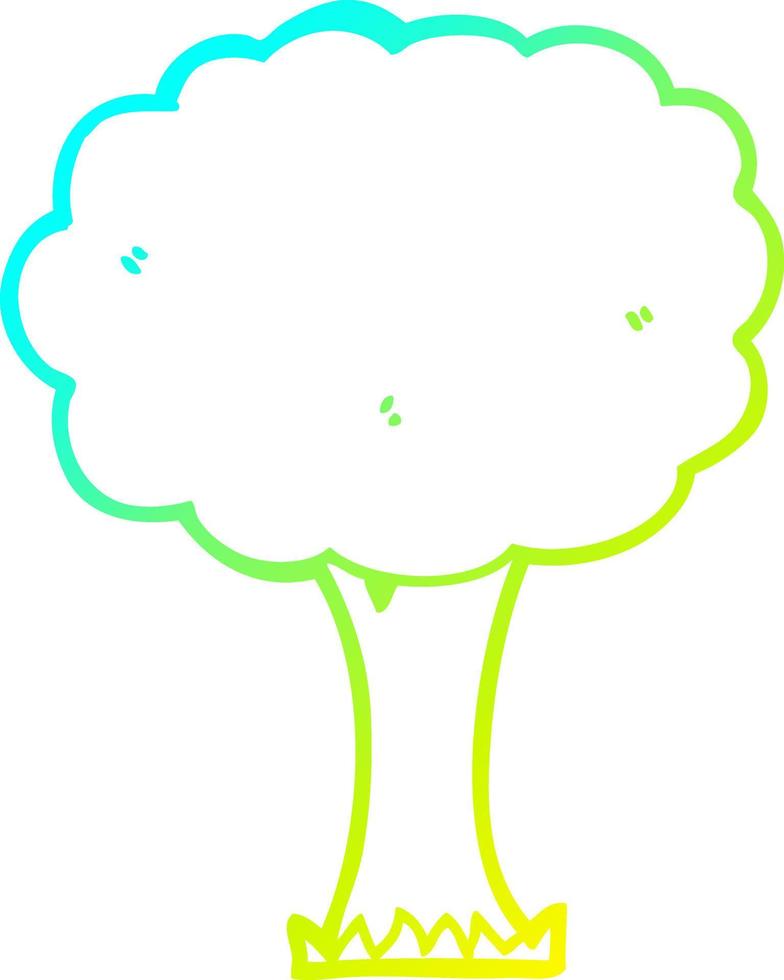cold gradient line drawing cartoon tree vector