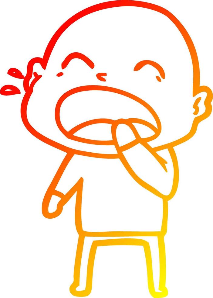 warm gradient line drawing cartoon shouting bald man vector