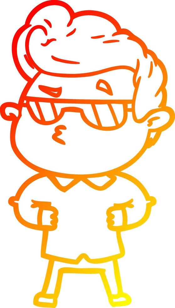 warm gradient line drawing cartoon cool guy vector