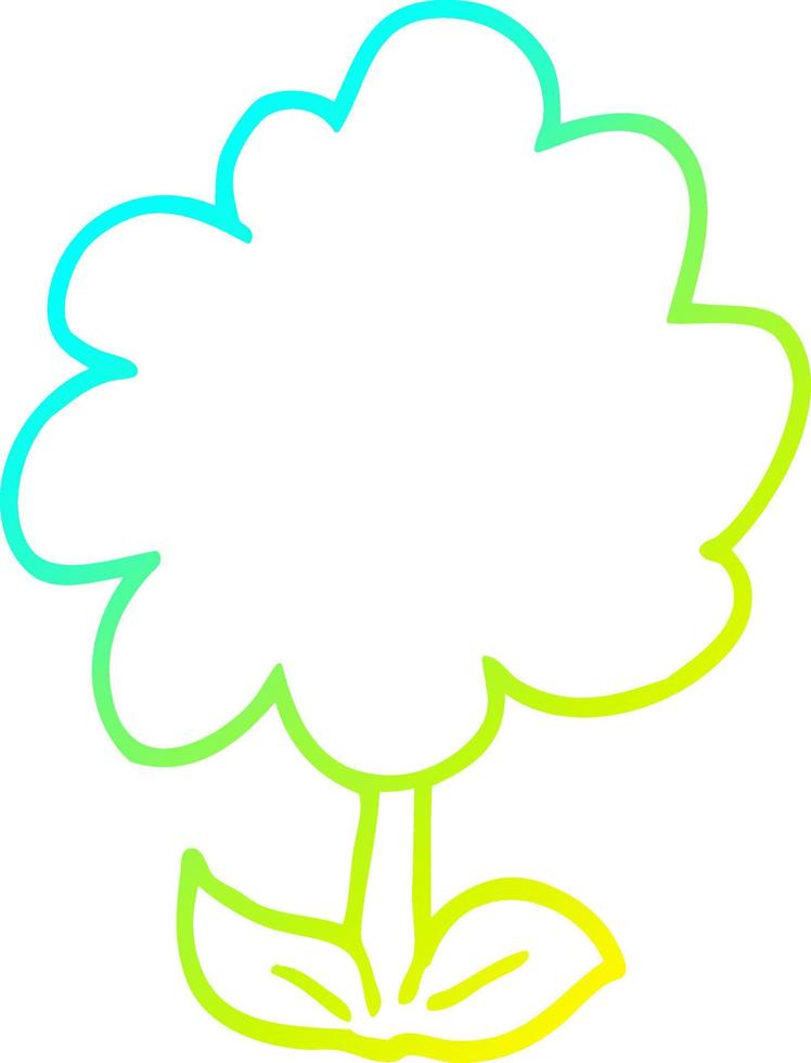 cold gradient line drawing cartoon flower vector