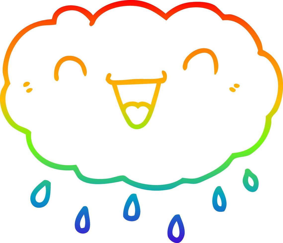 rainbow gradient line drawing happy cartoon cloud vector