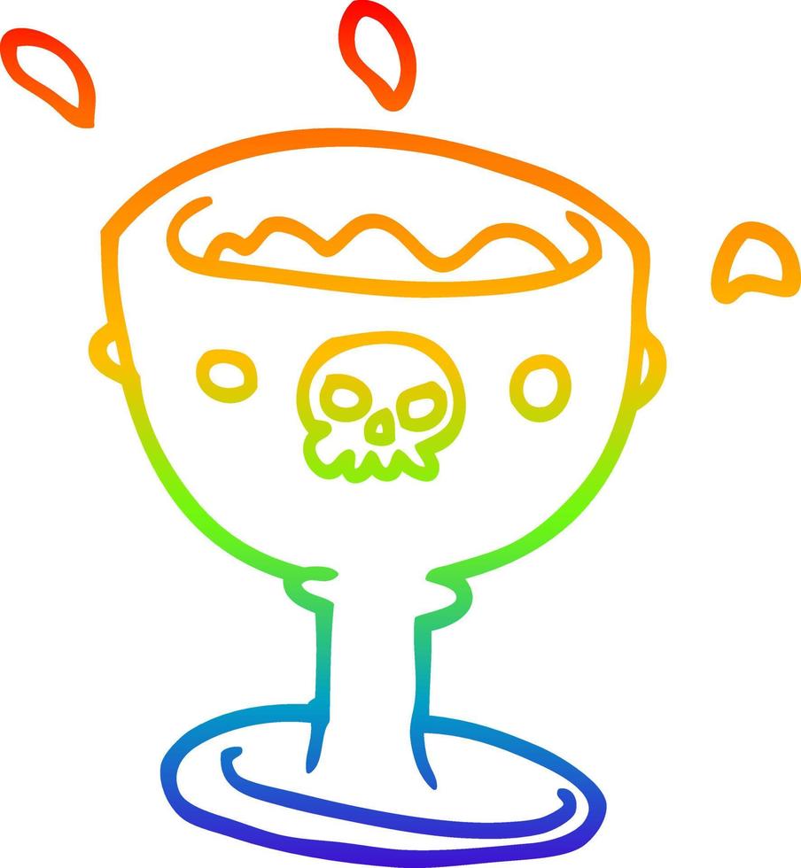 rainbow gradient line drawing cartoon goblet vector