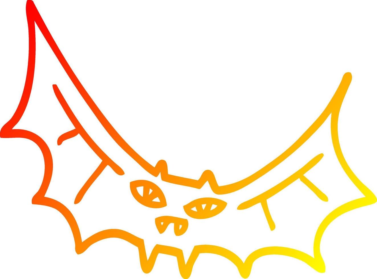 warm gradient line drawing cartoon bat vector