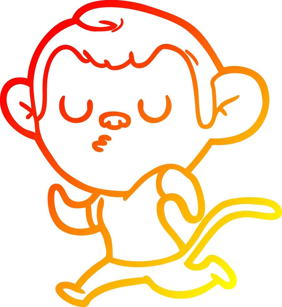 warm gradient line drawing cartoon monkey vector