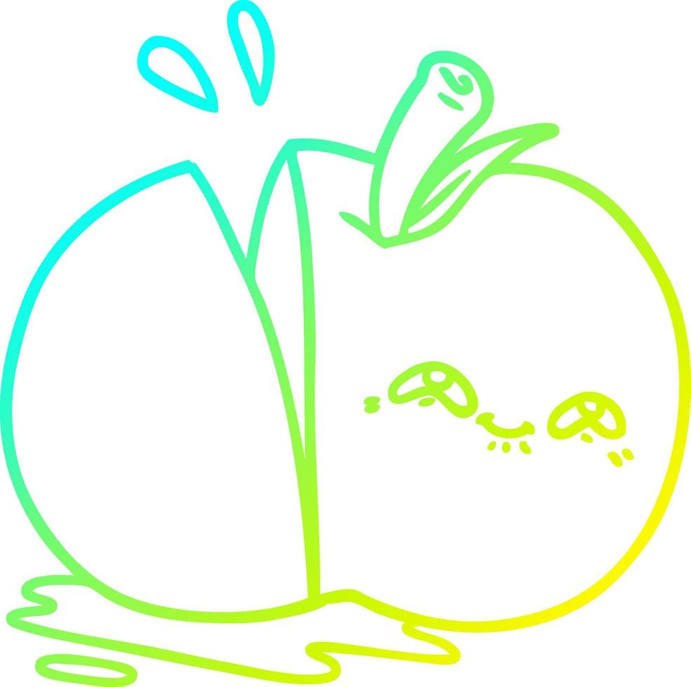 cold gradient line drawing cartoon sliced apple vector