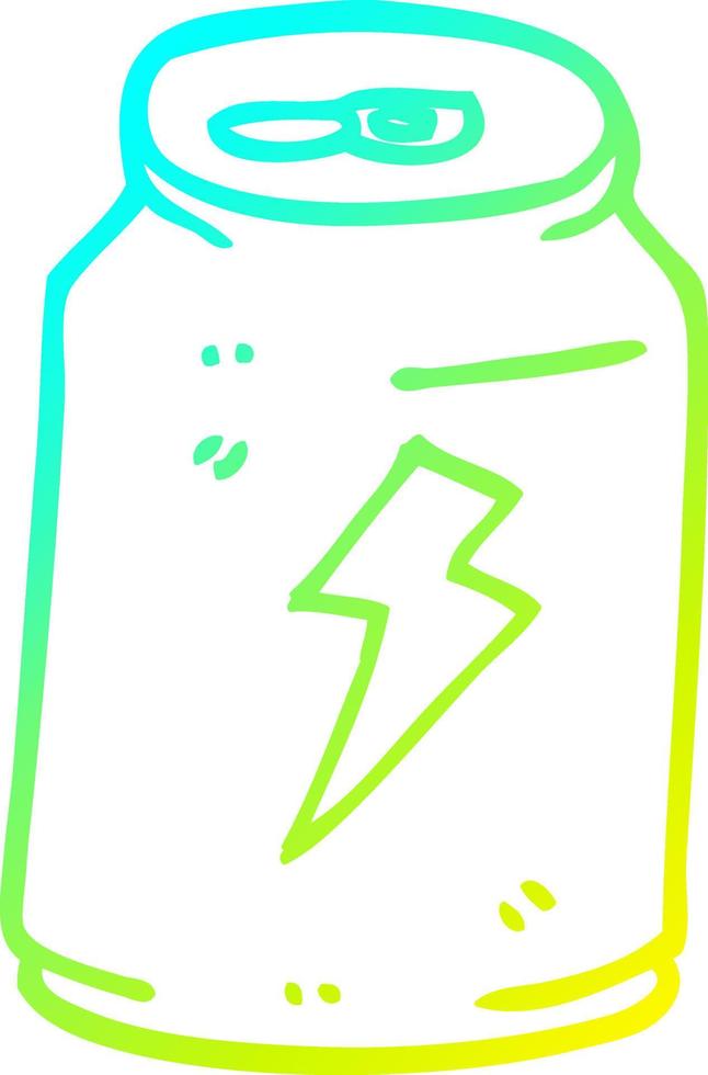 cold gradient line drawing cartoon can of energy drink vector