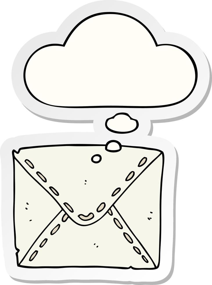 cartoon letter and thought bubble as a printed sticker vector