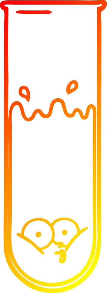warm gradient line drawing cartoon surprised test tube vector