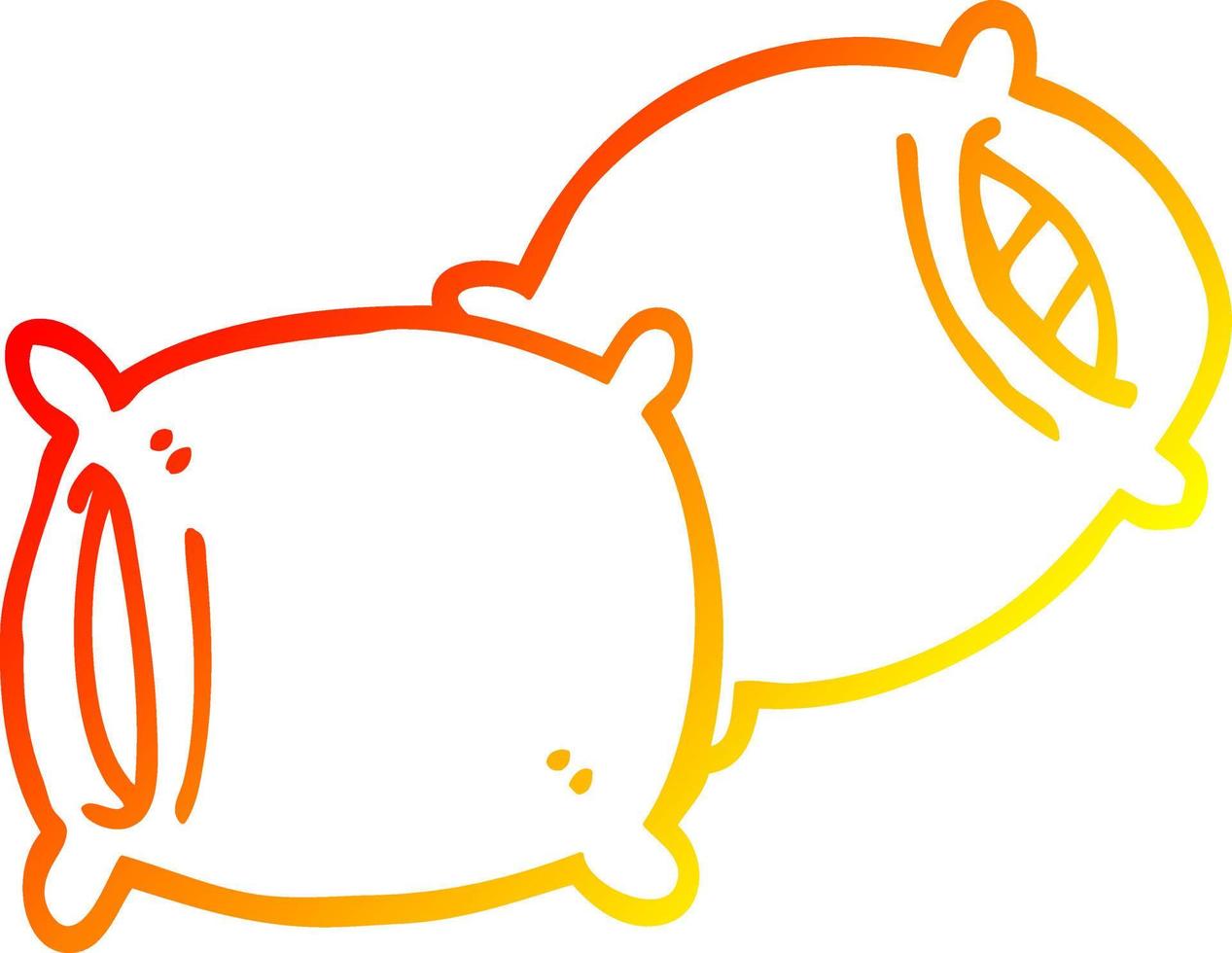 warm gradient line drawing cartoon pillow vector