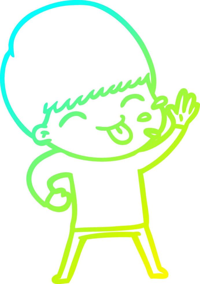 cold gradient line drawing happy cartoon boy vector