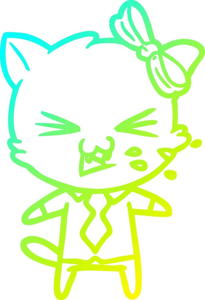 cold gradient line drawing cartoon cat vector
