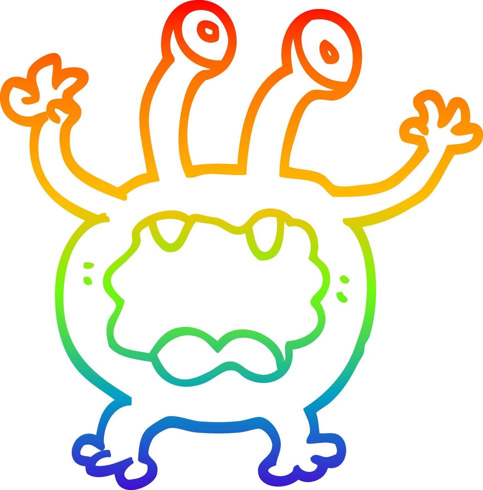 rainbow gradient line drawing cartoon monster vector