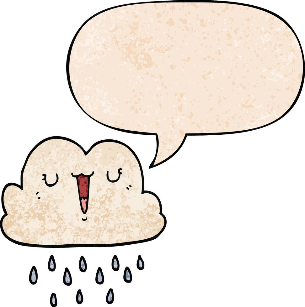 cartoon storm cloud and speech bubble in retro texture style vector