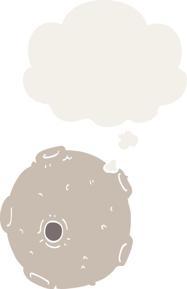 cartoon moon and thought bubble in retro style vector