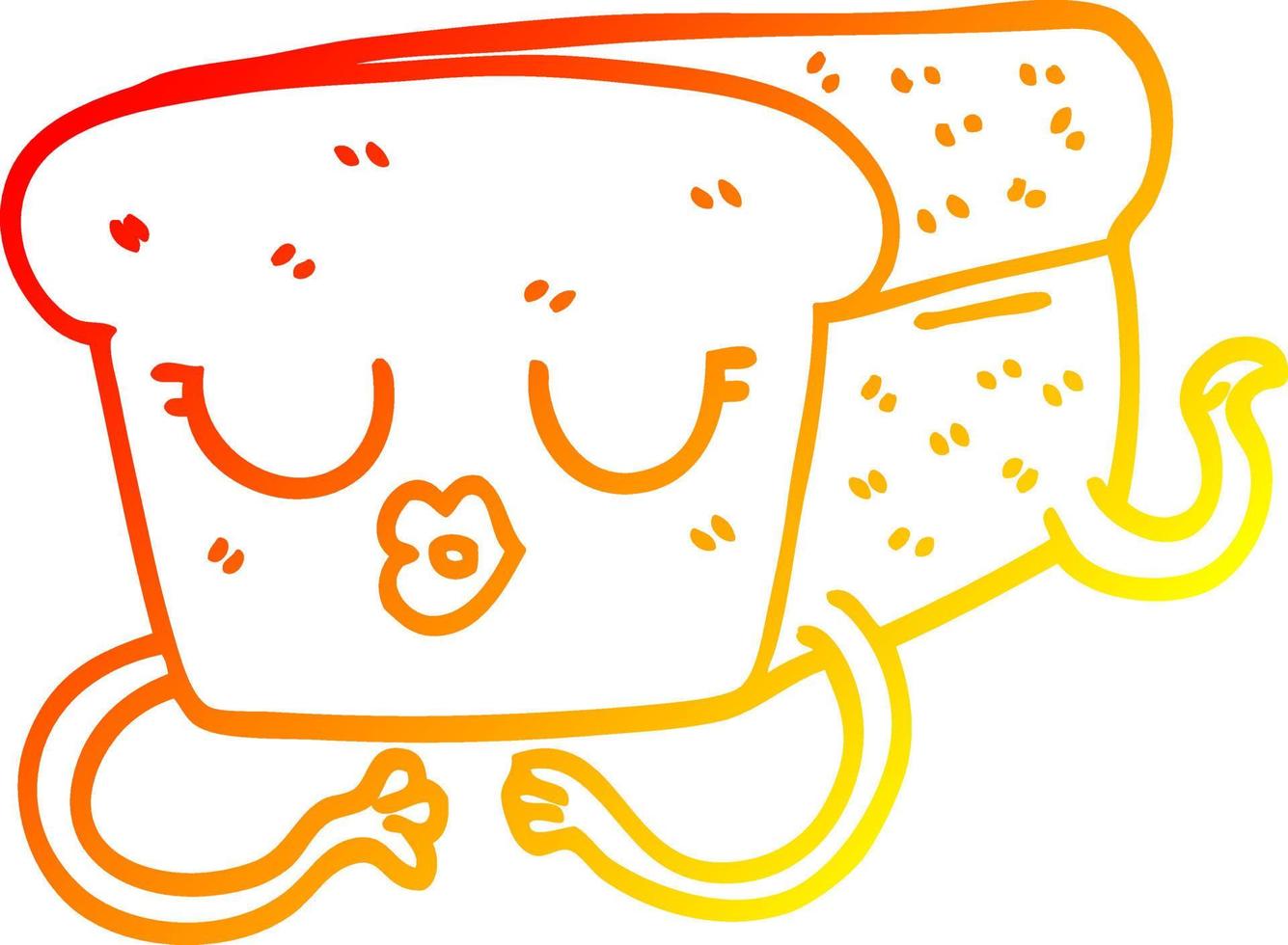 warm gradient line drawing cartoon loaf of bread vector